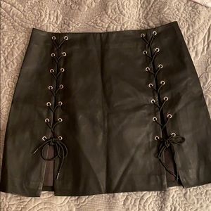 Faux Leather Side Lace Skirt
